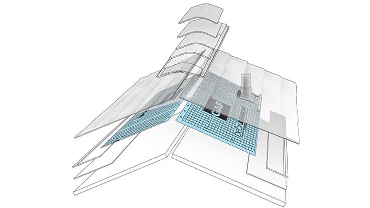 Exploded diagram of roof deck and deck protection layers