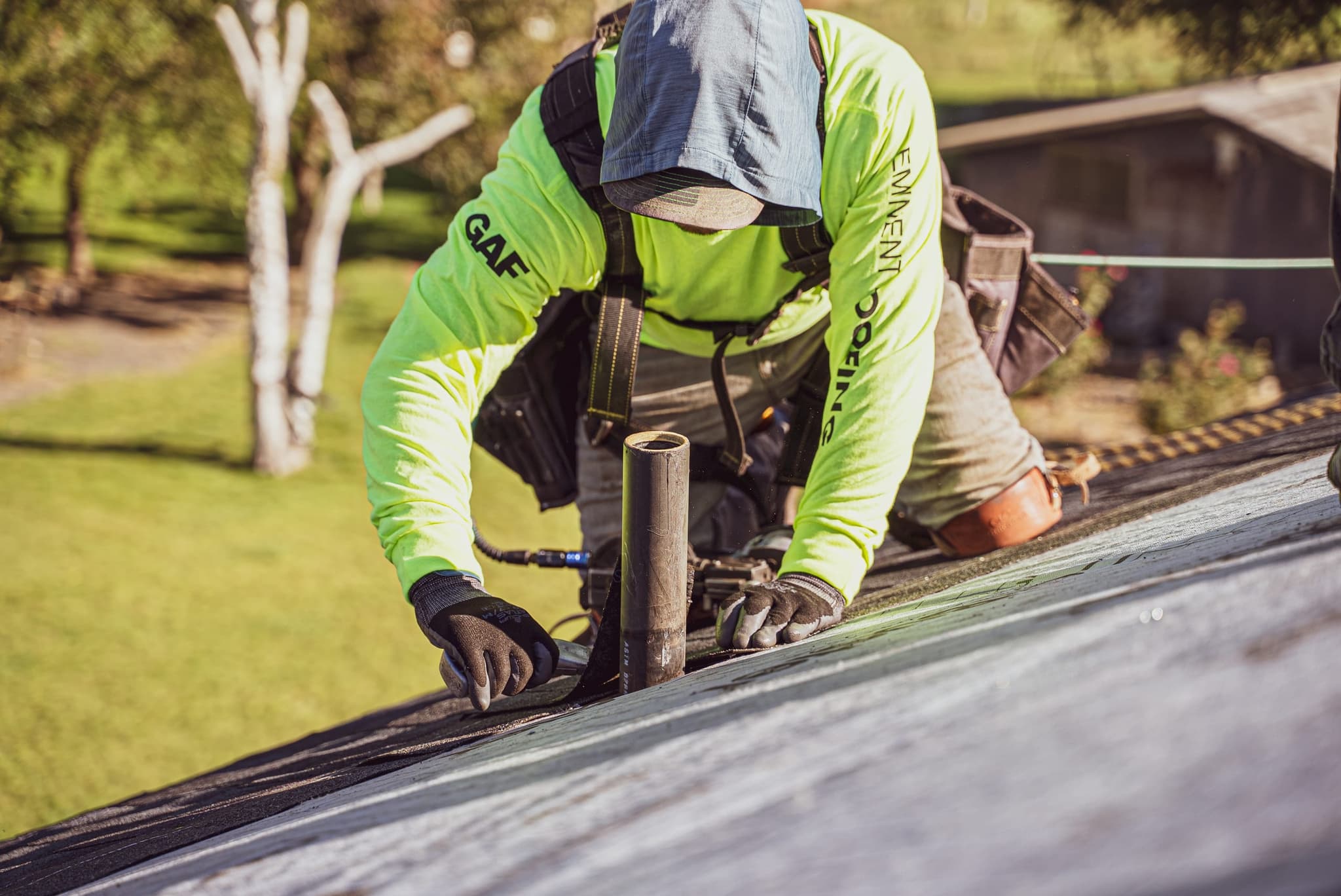 Eminent Roofing crew installing a residential roof system