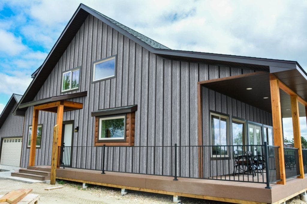 Board and batten metal siding on a modern home