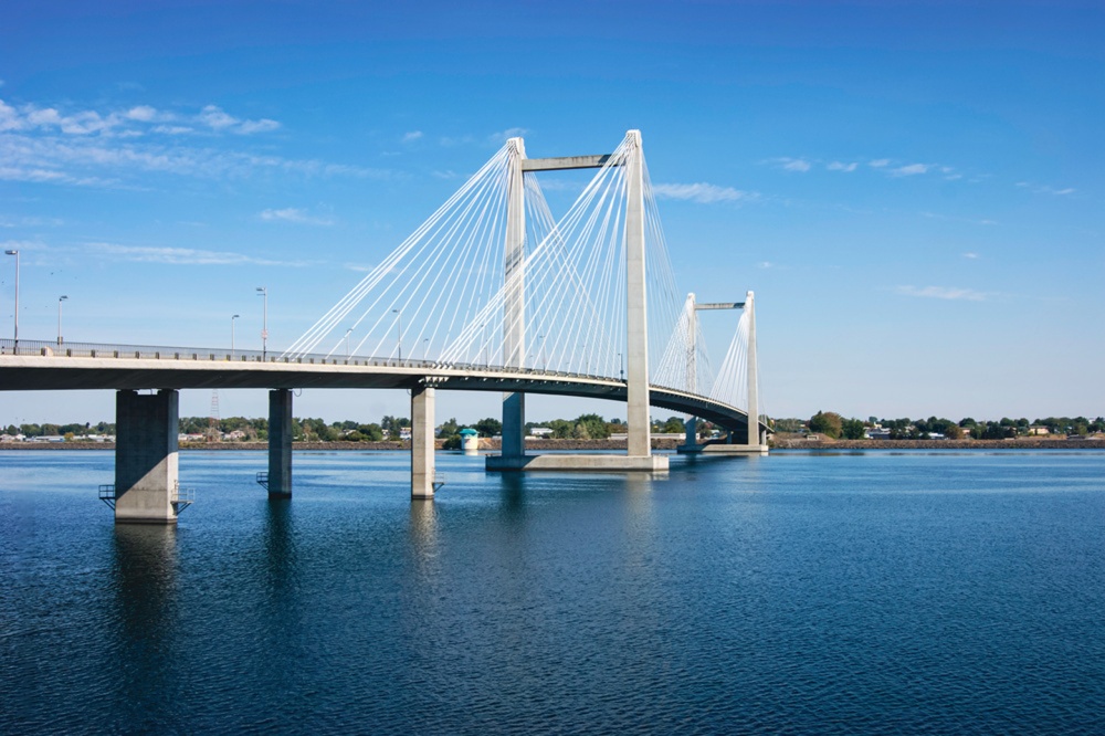 Ed Hendler Cable Bridge spanning the Columbia River in the Tri-Cities near Richland, Washington